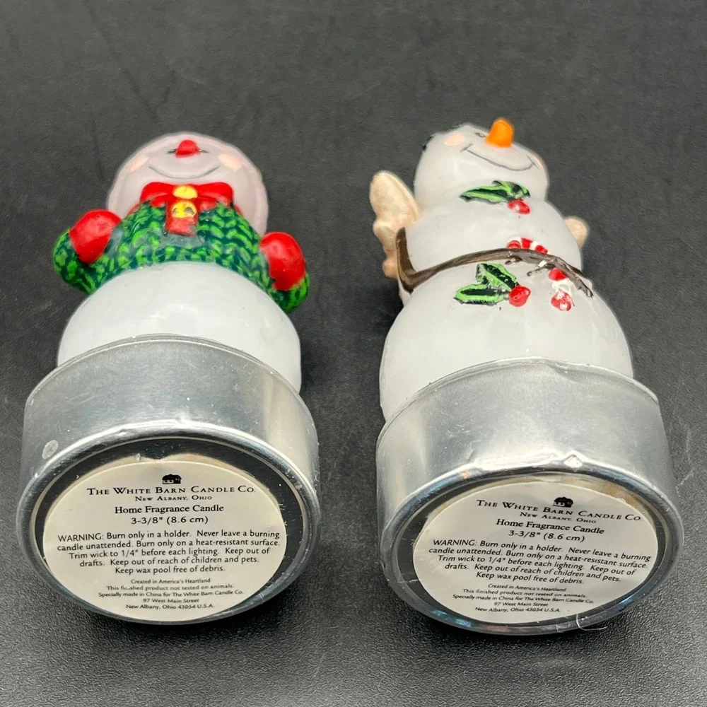 White Barn Candle Co Snowman Tea Light Candles Set of 2 Holiday Decor 3